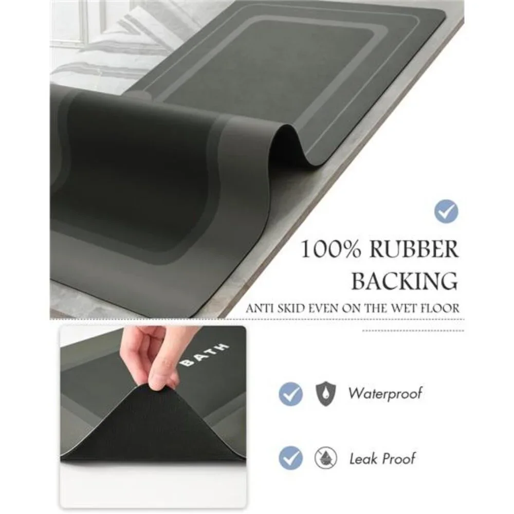 New -Bath Mat-Bath Mat Rug Non Slip Super Absorbent Stain Resistant Quick